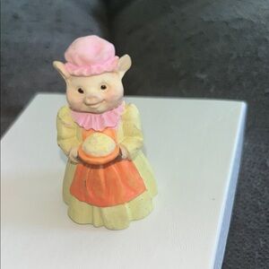 Vintage Pastel Pig Figurine in Pink and Yellow - Home Accents